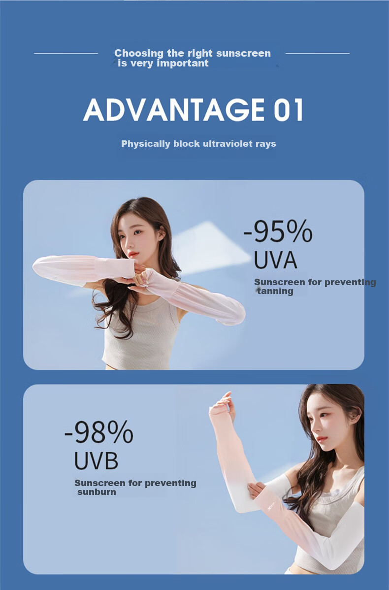 XTEP Gradient Loose Sun Protection Ice Sleeves for Men And Women, Thin Summer UV Protection Ice Silk Cool Sensation Arm Sleeves for Driving And Cycling 8