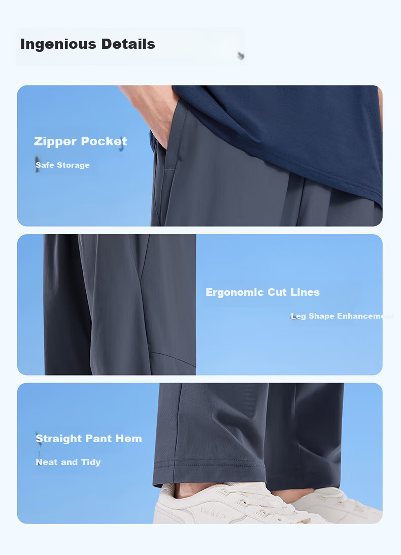 CAMEL Ice Silk Casual Pants for Women, New Summer Style Loose Straight-Leg Sun Protection Quick-Dry Long Trousers Running Sports Pants 7