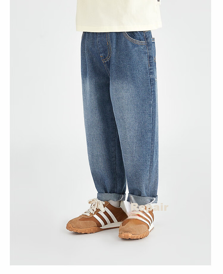 Duoduojia Boys' Jeans, Spring And Autumn Style, Versatile Fashion Casual Pants, Children's Soft Washed Loose Long Trousers 15