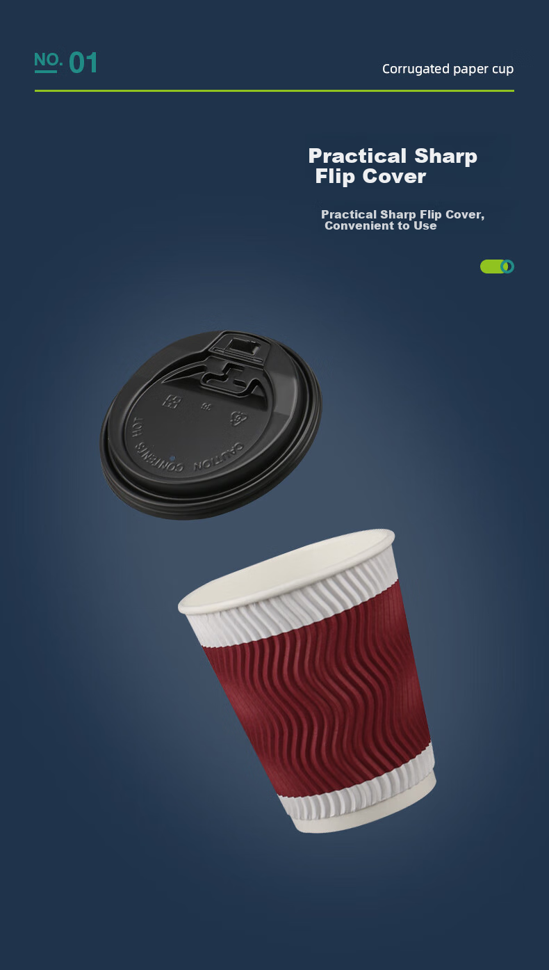 AOmeiyou Disposable Coffee Cups with Flip-Lid, Heat-Resistant Coffee Cups for Drinks And Milk Tea, 350ML, Pack of 20 3