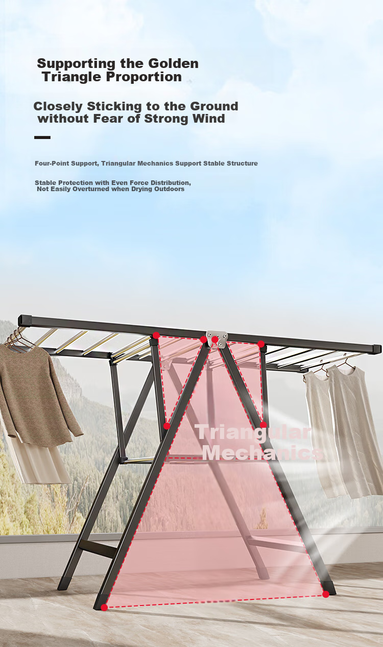 Yicainianhua Foldable Clothes Drying Rack, No Installation Required, Balcony Clothes Hanger, Quilt And Garment Drying Stand, Model 4418 6