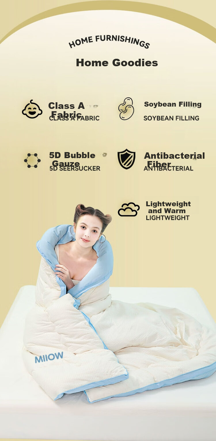Maoren Class A 10% Soybean Fiber Comforter, Spring And Autumn Duvet Insert 5 Jin (2.5 Kg), 150*200cm, Yuanqi Blue 3