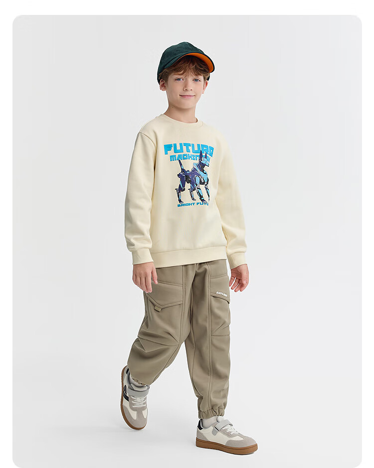 BALABALA balaOne Boys' Fleece-Lined Warm Casual Sweatshirt 2025 Winter Kids' Clothing 208425121101 5
