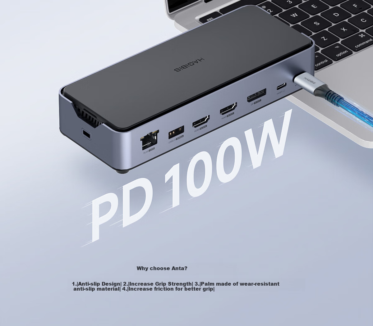 Hagibis Expansion Dock, Desktop Hub, USB Multi-Port Adapter, Type-C Hard Drive Enclosure, M.2 Expansion, Thunderbolt 4 Compatible with Apple Computers, MacBook Laptops, HDMI 21