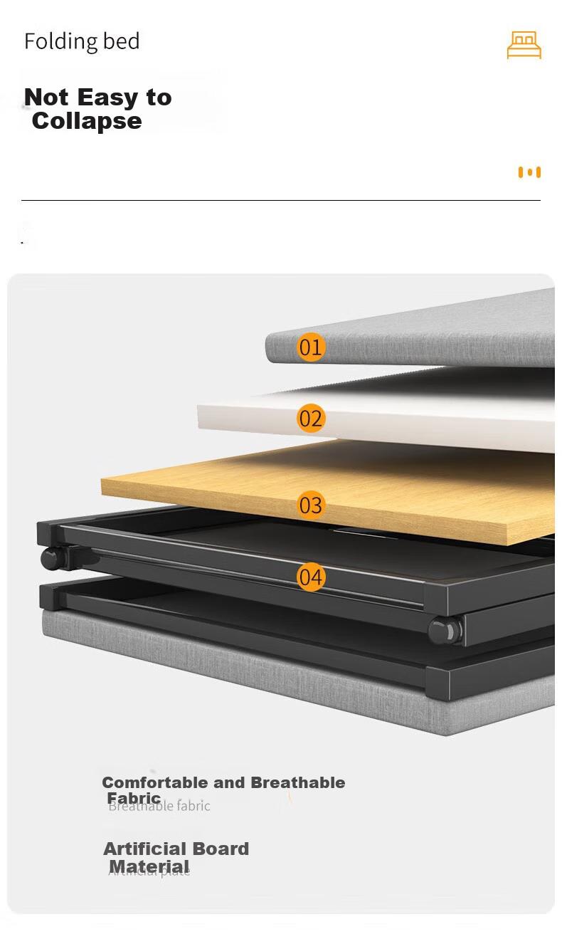 Chentao Folding Nap Bed for Office, Single-Person Siesta Bed, Military Cot, Foldable Bed for Home Use, 80cm 3