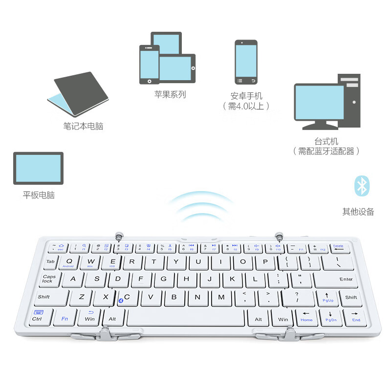 B.O.W Hangshi HB066 Wireless Ultra-thin Foldable Bluetooth Charging Keyboard for iPad Apple Huawei Xiaomi Tablet Laptop Portable Mini Keyboard Black