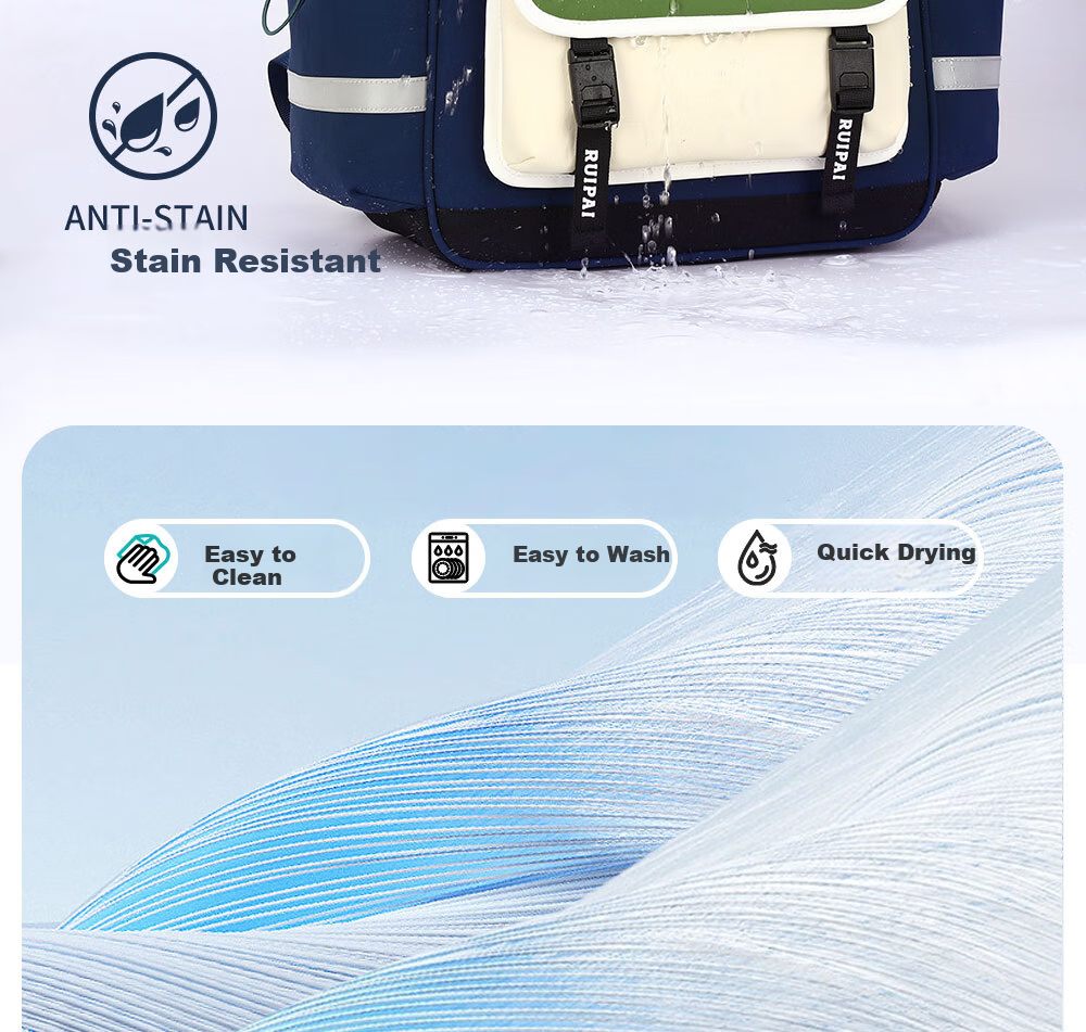 RUiPAi Backpack for Primary School Students, Boys And Girls, Lightweight, Spine-Protecting, Detachable, for Grades 1-3 Antibacterial And Water-Resistant 17