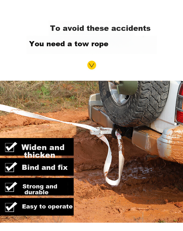 Beifute Car Tow Rope, Off-Road Towing Rope, Strong Tow Strap, Escape Rescue Rope, Towing Hook 15