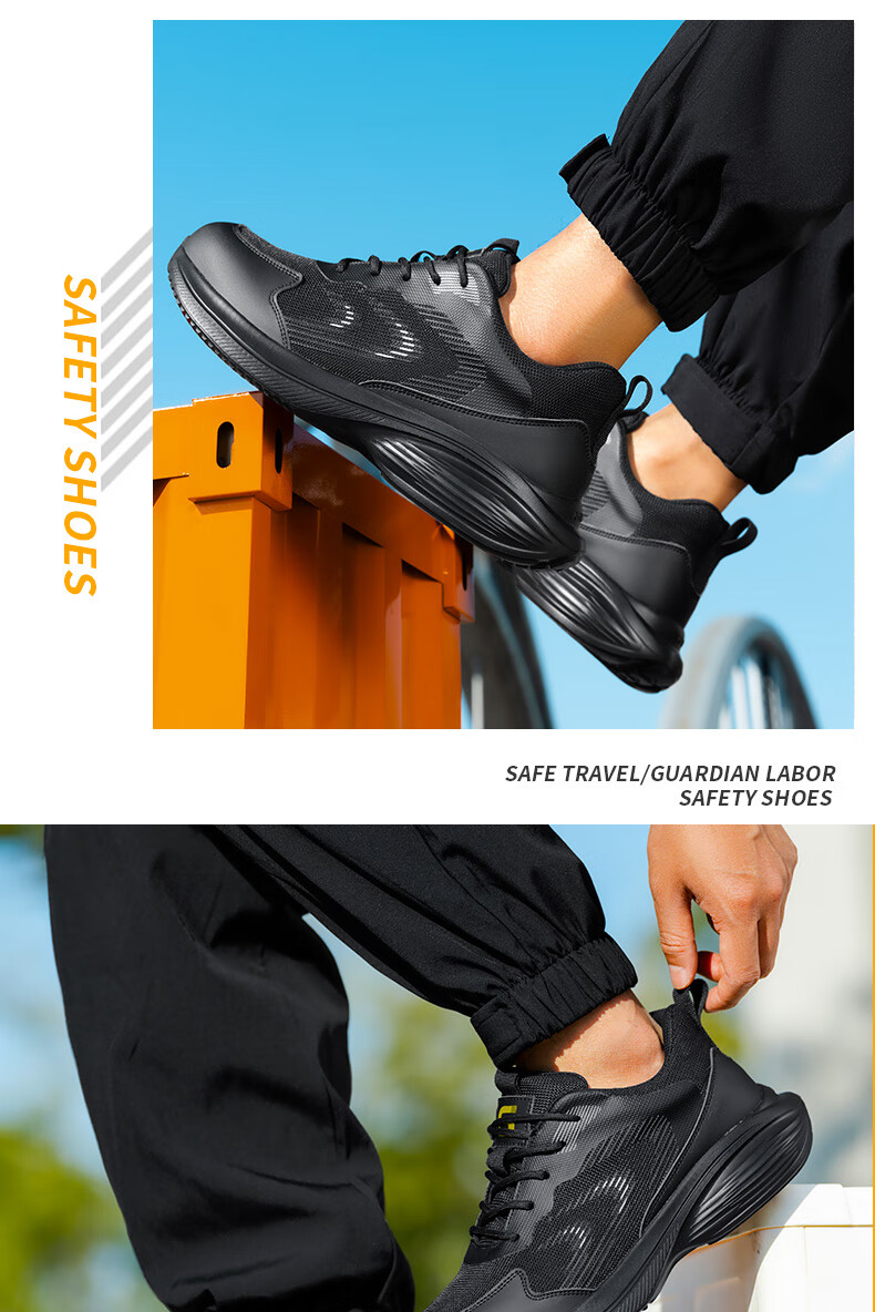 GUYISA Men's Summer Breathable Steel Toe Safety Work Shoes Anti-Smash Anti-Puncture Ultra-Light Comfortable Construction Site Shoes F117 Size 39 9