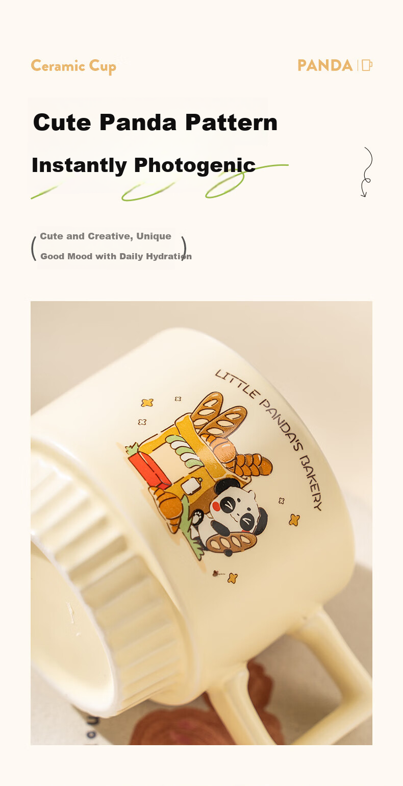 CAIZHI Ceramic Mug, Milk And Water Cup, Birthday Gift for Best Friends, Boyfriend Or Girlfriend, Small Panda Cup, CZ6992 3