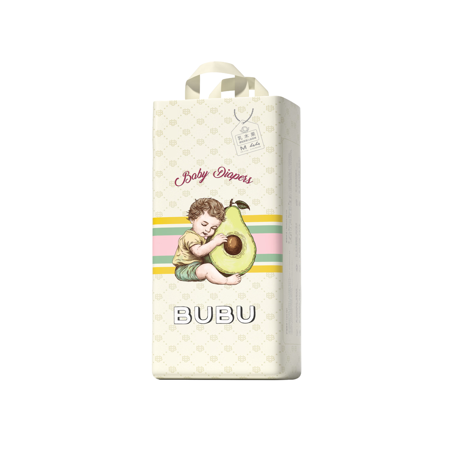 BUBU Shea Butter Diapers Size M 44pcs (4.5-8.5KG) Breathable Ultra-Thin Toddler Training Pants Baby Hip Protection Diapers