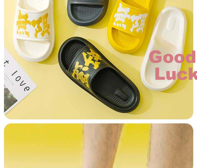 Huameijianbu Infinite Good Luck Couple Indoor And Outdoor Slippers, Lightweight Comfortable Sandals HM90651, White And Pink, Size 35-36 18