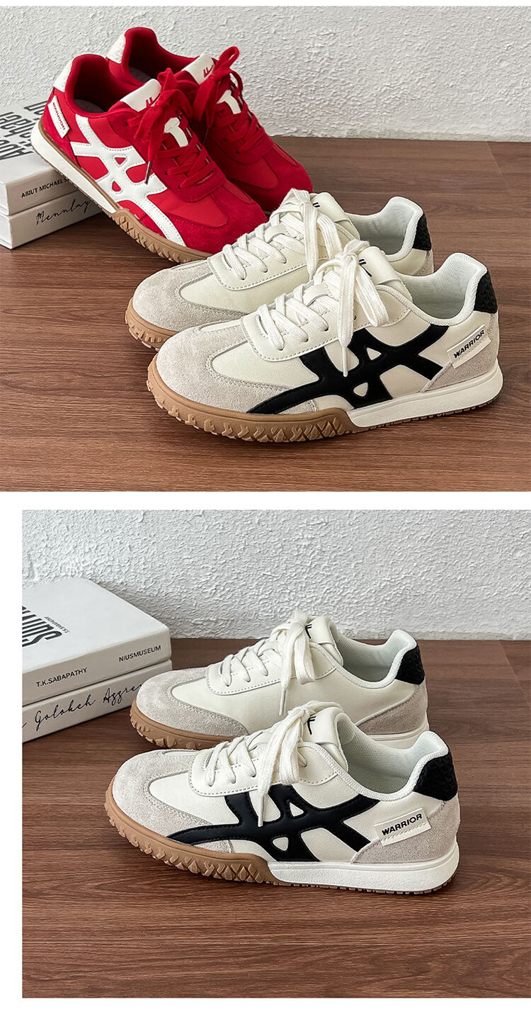 Warrior Red Women's Training Shoes Autumn Retro Niche Casual Sports Sneakers 5062 Beige/Black Size 35 13