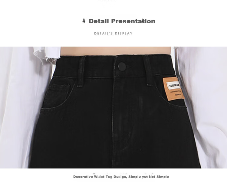 Jeanswest High-Waisted Straight-Leg Jeans for Women, Loose-Fitting Wide-Leg Floor-Length Pants in Black, Summer 2026 Style, Size S 12