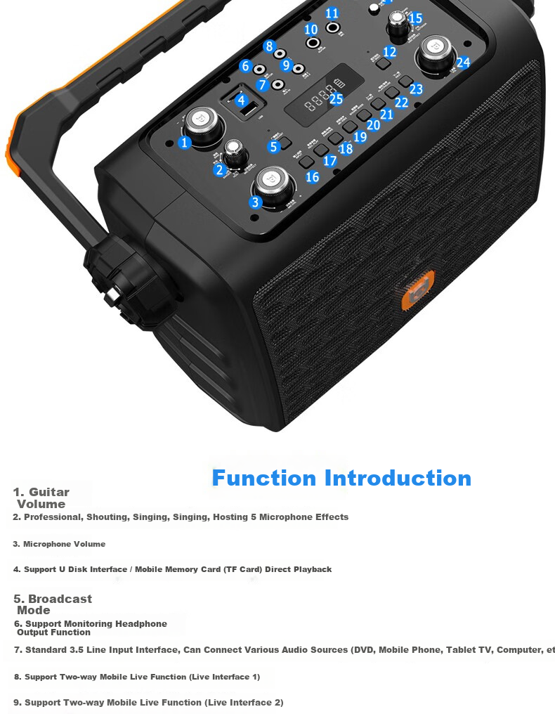 Beide Outdoor Square Dance Live Streaming Speaker Sound Card All-In Portable Handheld Wireless Bluetooth Mobile Outdoor Mini Internet Celebrity Home Karaoke Speaker BD-H0887S 17