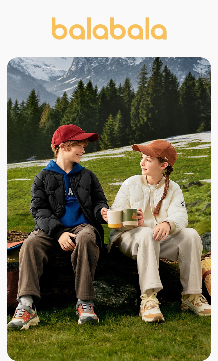 BALABALA Kids Lightweight Warm Down Jacket Boys Girls Outerwear 2025 New Autumn Winter Comfortable Simple Trendy 2