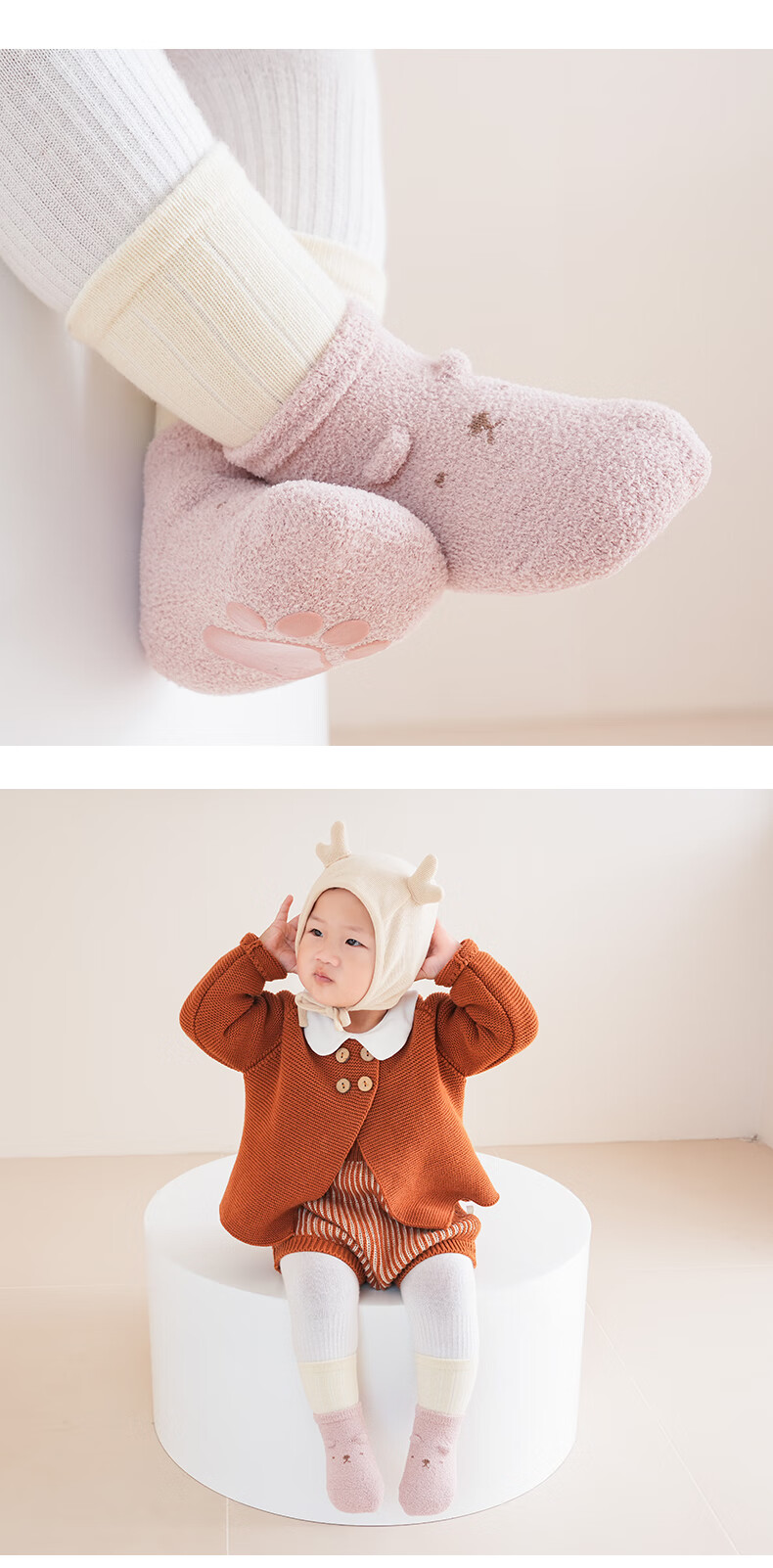 Five Cotton 3 Pairs Baby Socks Autumn Winter New Candy Color Thickened Warm Newborn Socks Class A 5
