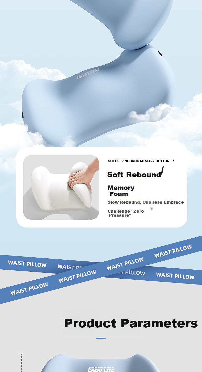 GREAT LIFE Lumbar Support Cushion Back Pillow for Office Chair, Long Sitting, Car Driving, Seat Cushion, Backrest Pillow 13