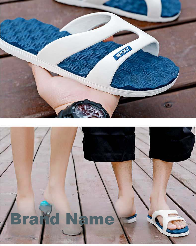 Huameijianbu Flip-Flops for Couples, Indoor And Outdoor Simple Lightweight Soft Elastic Beach Sandals, HM219 Light Blue Size 35-36 16