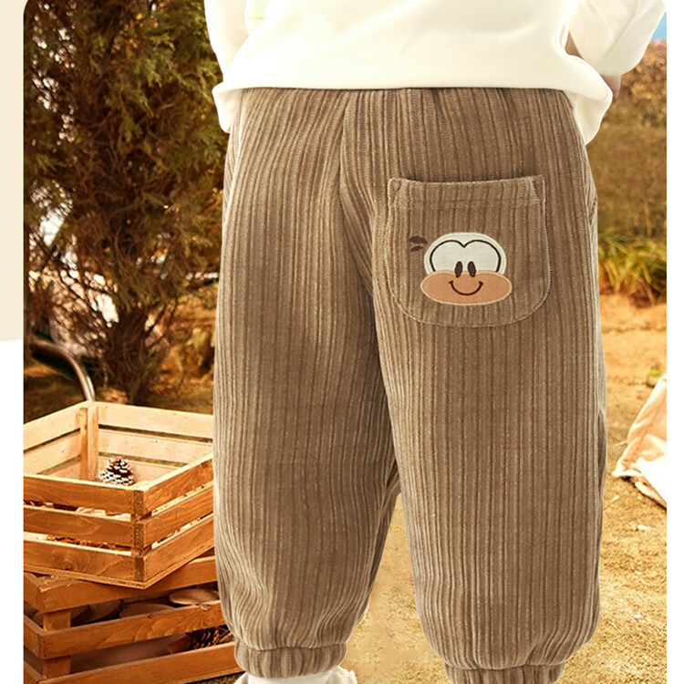 BOBDOG Kids Pants Autumn Winter Thin Fleece Lined Casual Boys Long Pants Versatile Outerwear Sweatpants for Older Children 15