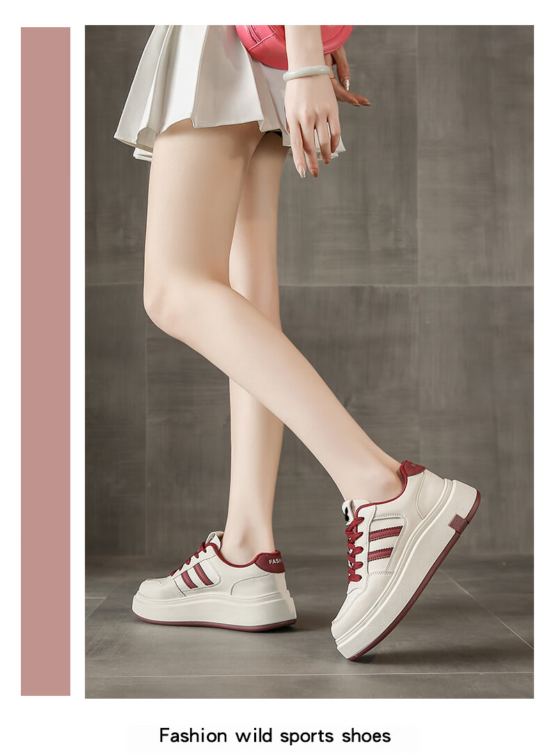 PLAYBOY Women's Shoes 2026 Summer Fashion Thick-Soled White Sneakers Casual Black Sports Shoes Size 38 5