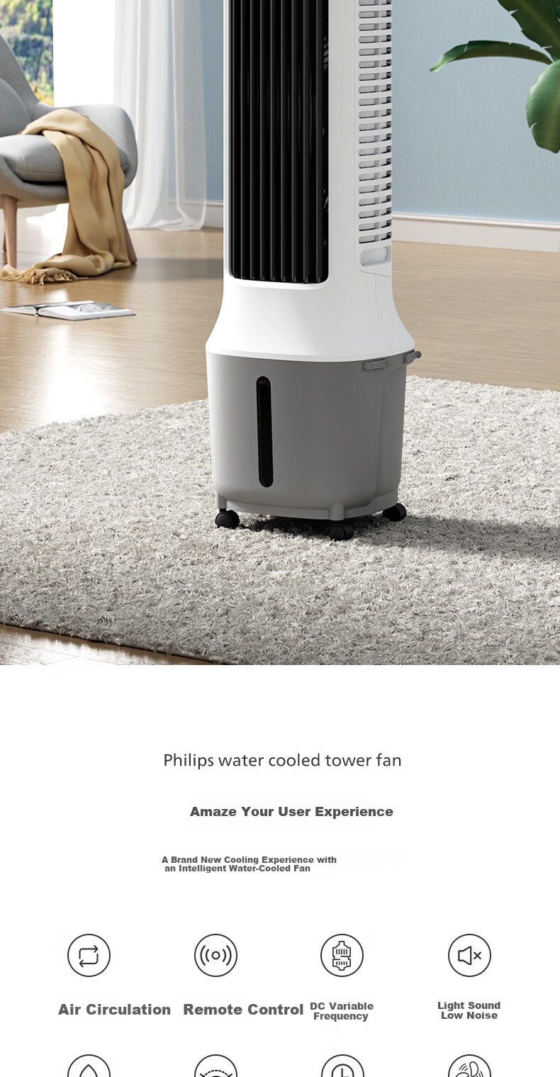 PHILIPS Air Cooler, Cooling Fan, Powerful Cooling Machine, Humidifying, for Home Living Room Bedroom, Energy-Saving, Office Use, Voice-Controlled Water Refill, Quiet Operation, Small Air Conditioner, Single Cooling Tower Fan ACR3162TV 2