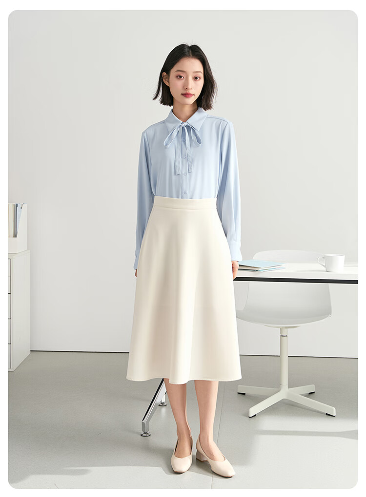 Miss Bird Blue Shirt Women's Petite Bow Tie Blouse Professional College Student Interview Formal Commuter Top 15