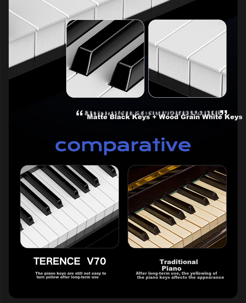 Terence Digital Piano, 88-Key Weighted Hammer Action, Foldable Electronic Piano V70, Portable Digital Piano for Adults And Childre 7