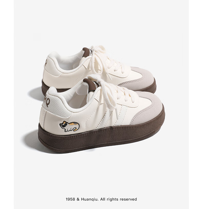 Global Korean Style Cow Print Sneakers Women 2026 Spring New Versatile Sports Casual Embroidered Trainer Shoes Beige Size 40 4