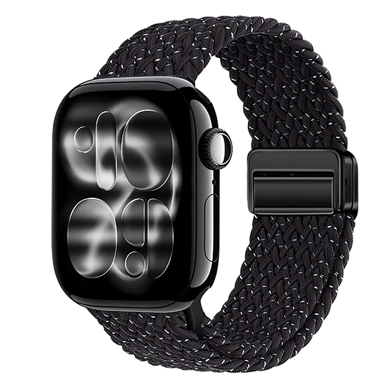 MSSM Compatible Apple Watch Band for Apple IWatch S12/11/10/9/Se3/Ultra4, Nylon Braided Loop Strap with Magnetic Clasp [Starry Black] 38-42