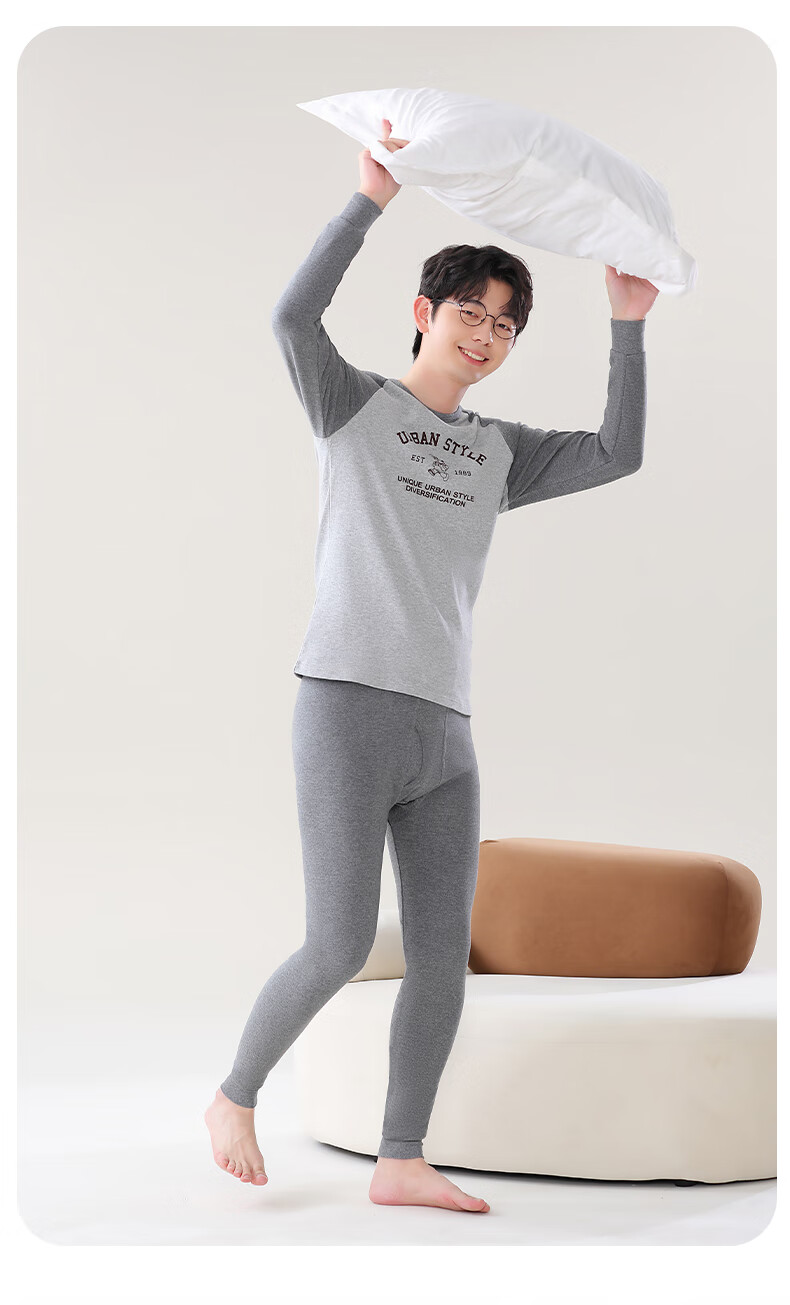 LangSha Youth Thermal Underwear Set for Boys, Ages 12-18, Pure Cotton Autumn Top and Bottom, Large Size for Teens 15