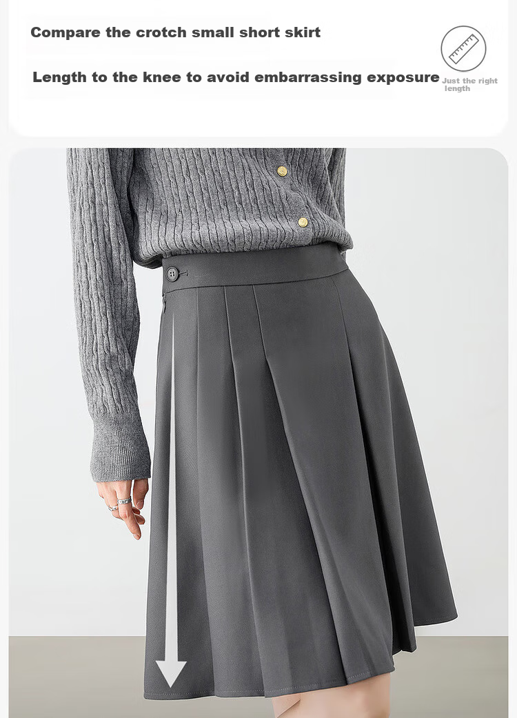 Sentubila Office Commute A-Line Skirt for Women, Spring And Autumn Women's Clothing, Gray Pleated Skirt, Petite Versatile Slimming Short Skirt 5