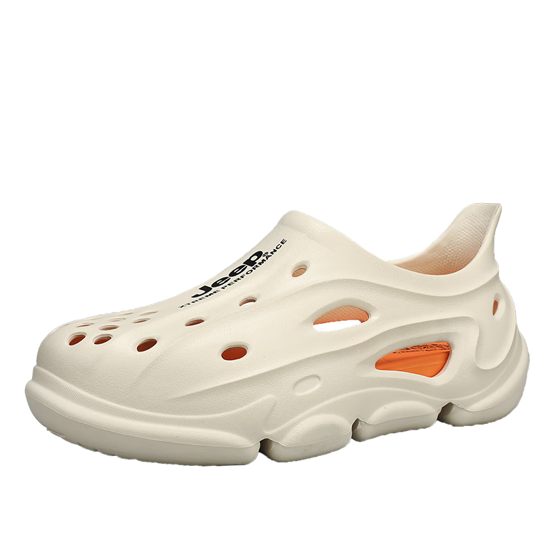 Jeep Unisex Casual Clog Shoes Couple Matching Sports Outdoor Driving Shoes Beige Orange Size 41