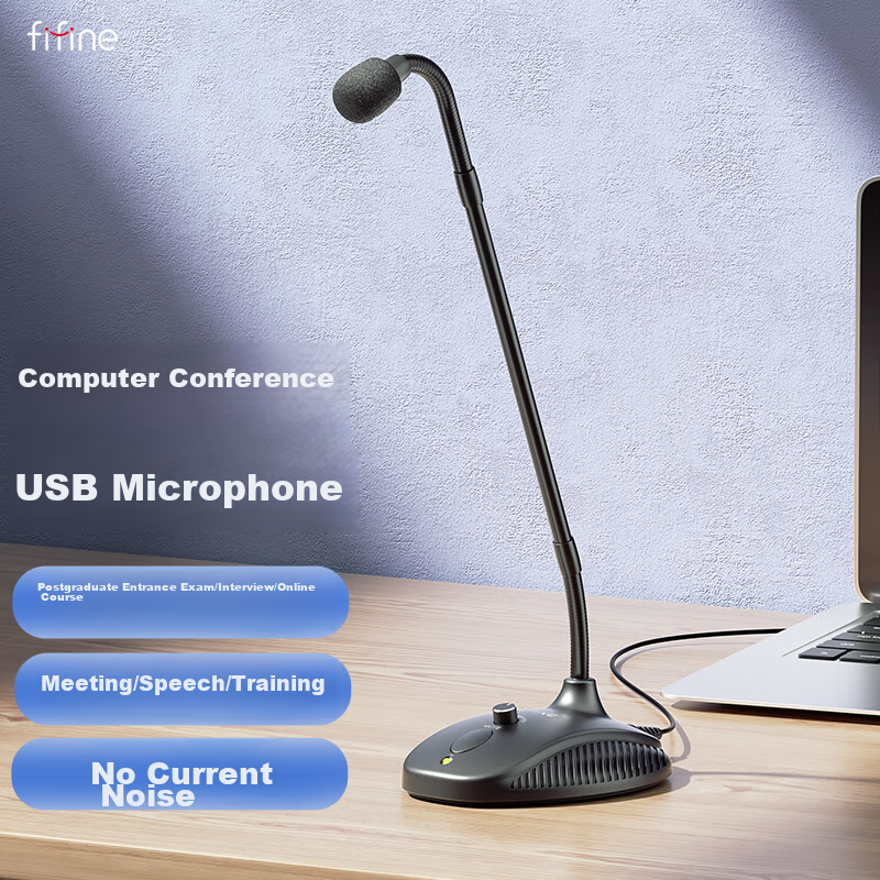 FIFINE Computer Microphone, Laptop USB Wired Mic, Conference Room Video, Postgraduate Entrance Exam Retake, Online Class, Live Streaming, Recording, Voice-Over, Noise Reduction, Desktop Gooseneck Mic FM730