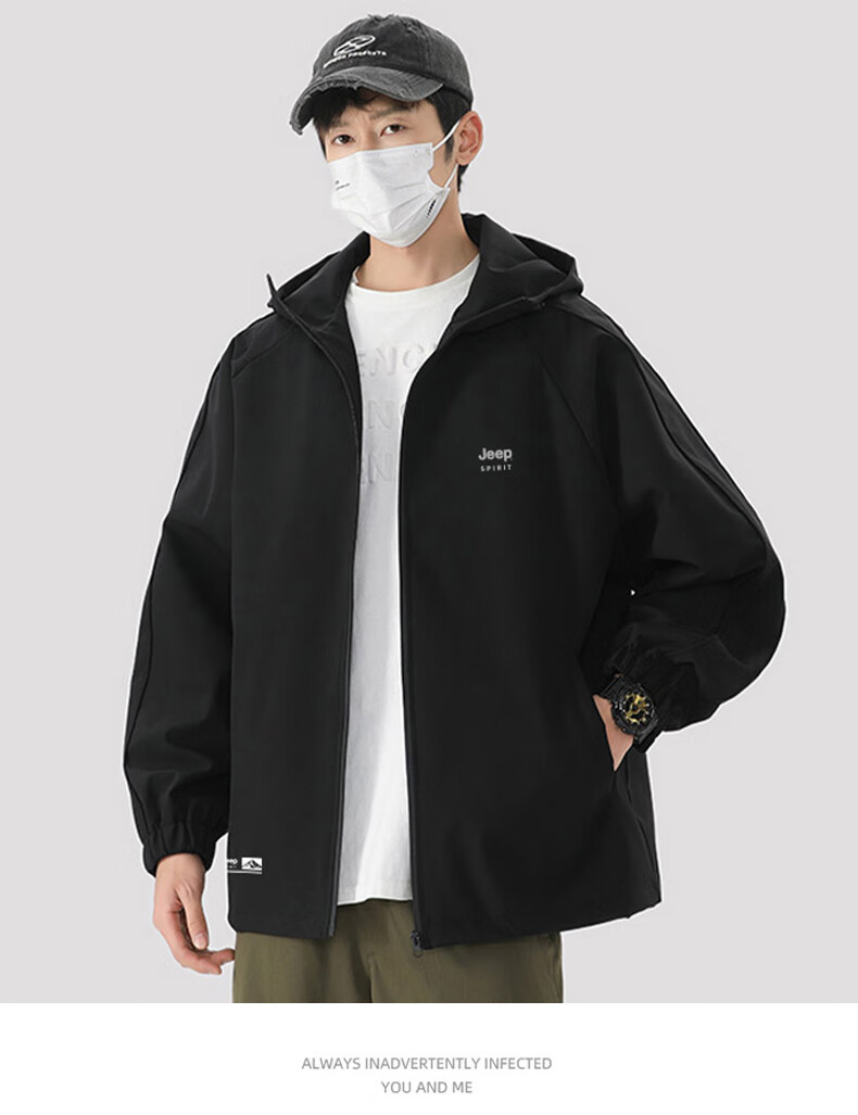 JEEP SPIRIT Men's Autumn Casual Jacket Outdoor Black M 3