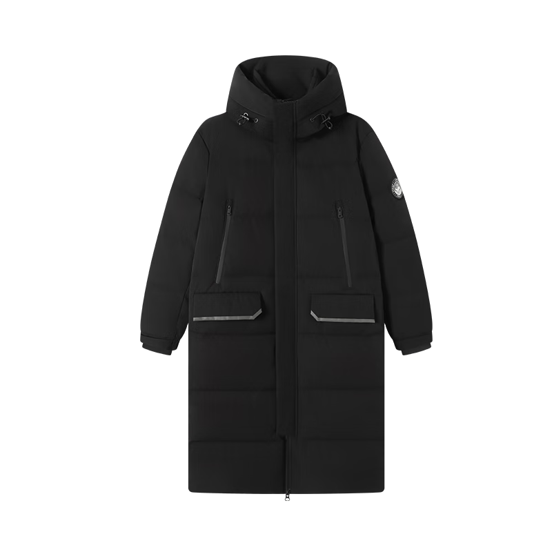 JD Original [New Product Launch] Men's Goose down Coat, Ultra-Cold Imported 95% White Goose down Long Women's Down Jacket, Obsidian Black, Size S