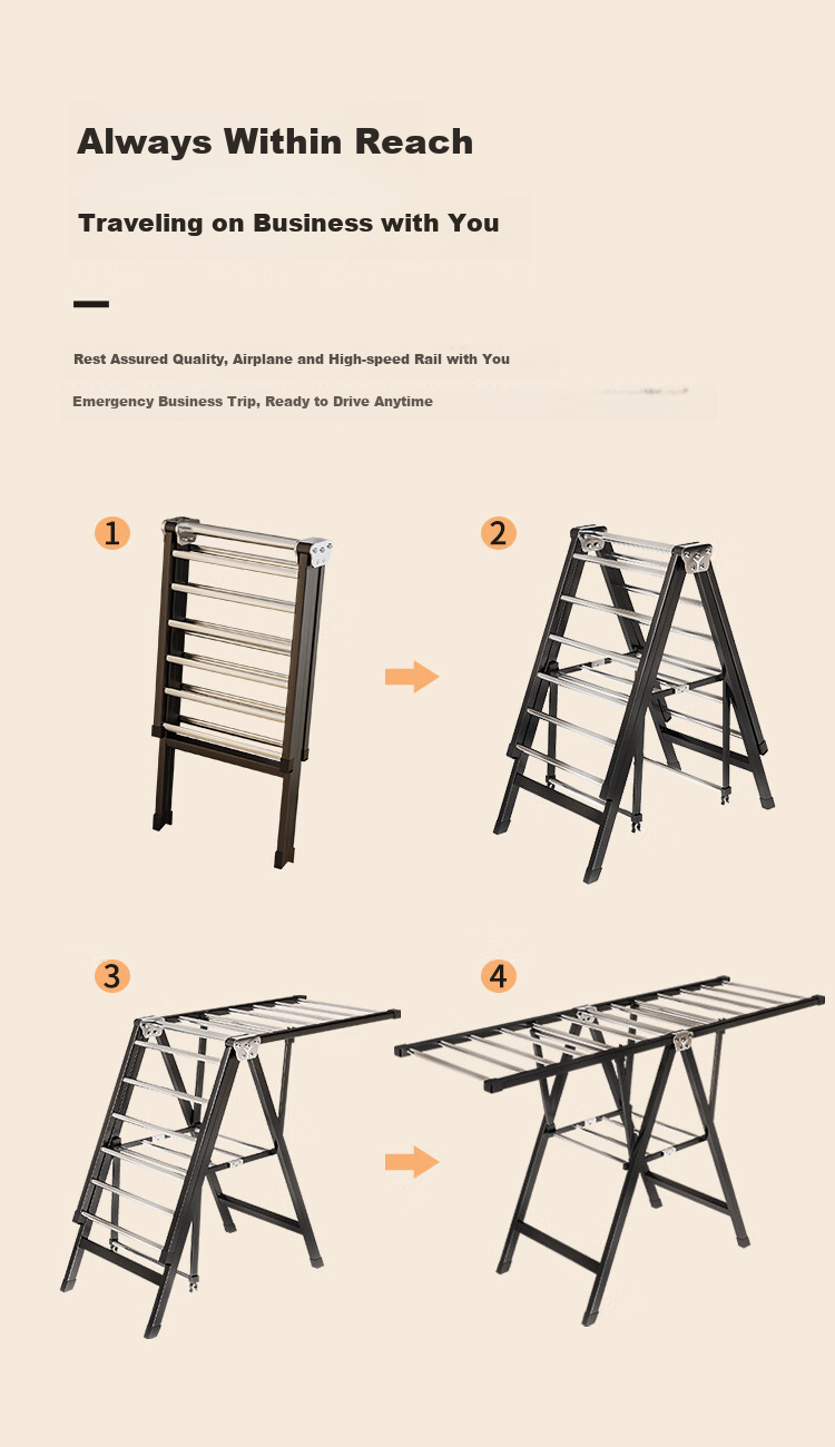 Yicainianhua Foldable Clothes Drying Rack, No Installation Required, Balcony Clothes Hanger, Quilt And Garment Drying Stand, Model 4418 2
