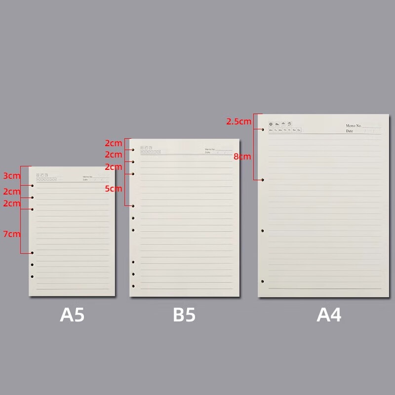Xutong A5 Lined Loose-Leaf Refill Paper, 80 Sheets 160 Pages, 6-Hole Thickened 100g Replacement Notebook Inserts for Meeting Notes