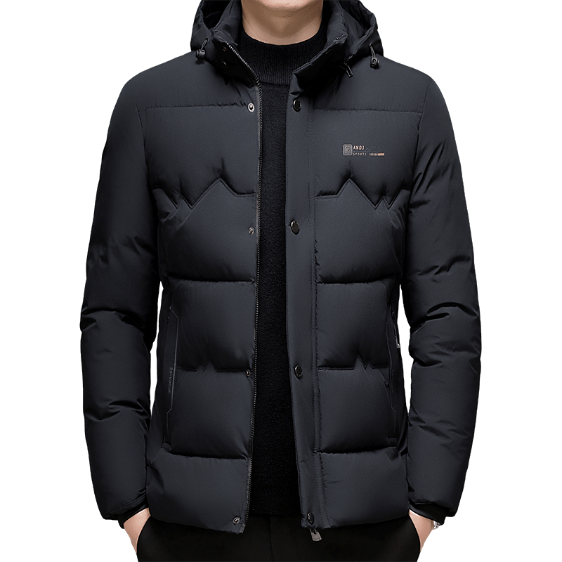 ROMON Men's Cotton Jacket Winter Coat Trendy Business Cotton-Padded Jacket Middle-Aged and Elderly Warm Cotton Coat Dad Style 2517 Black 4XL