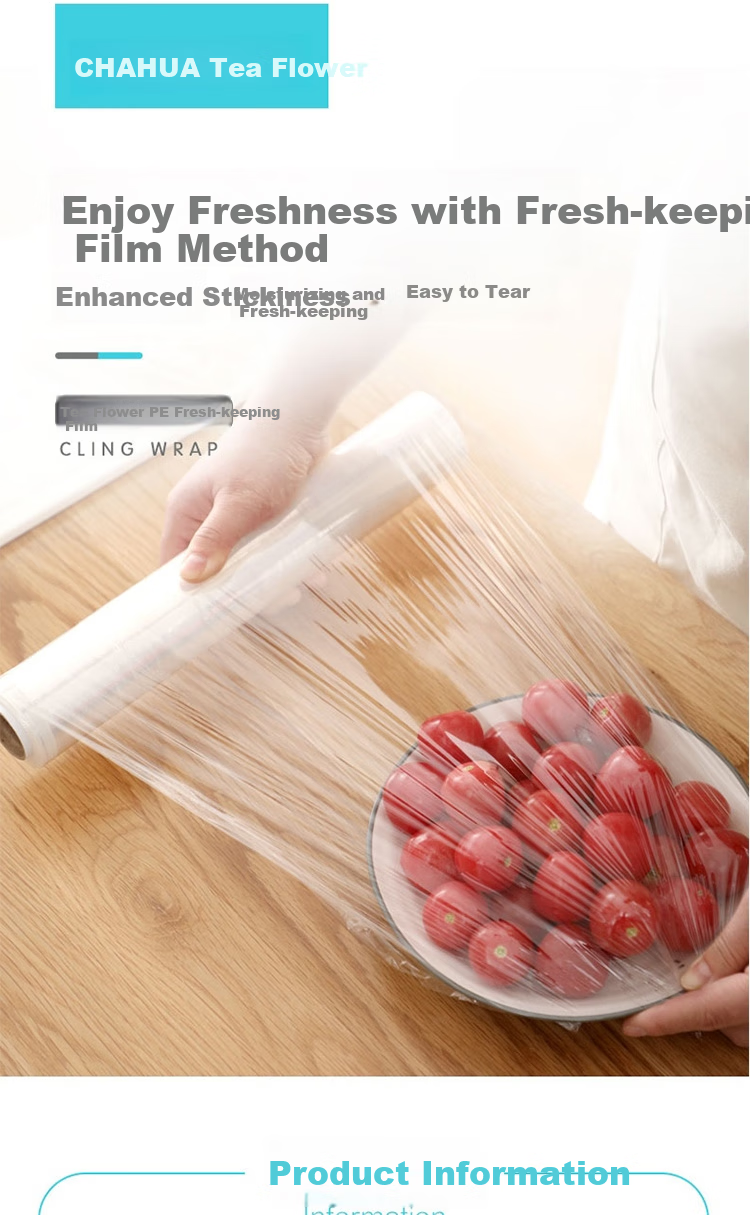 CHAHUA Disposable Cling Film, Microwave-Safe High-Temperature Resistant Refrigerator Large-Size Food-Grade Wrap, 30cm*100m 1