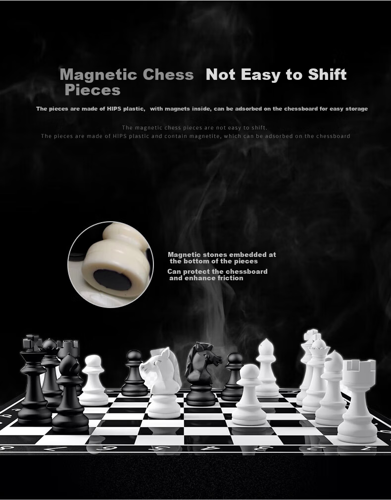 FORTHGOER International Chess Folding Magnetic Chess Board, Tabletop Game, Chess Set, Educational Leisure International Chess, Medium Size B-5 2