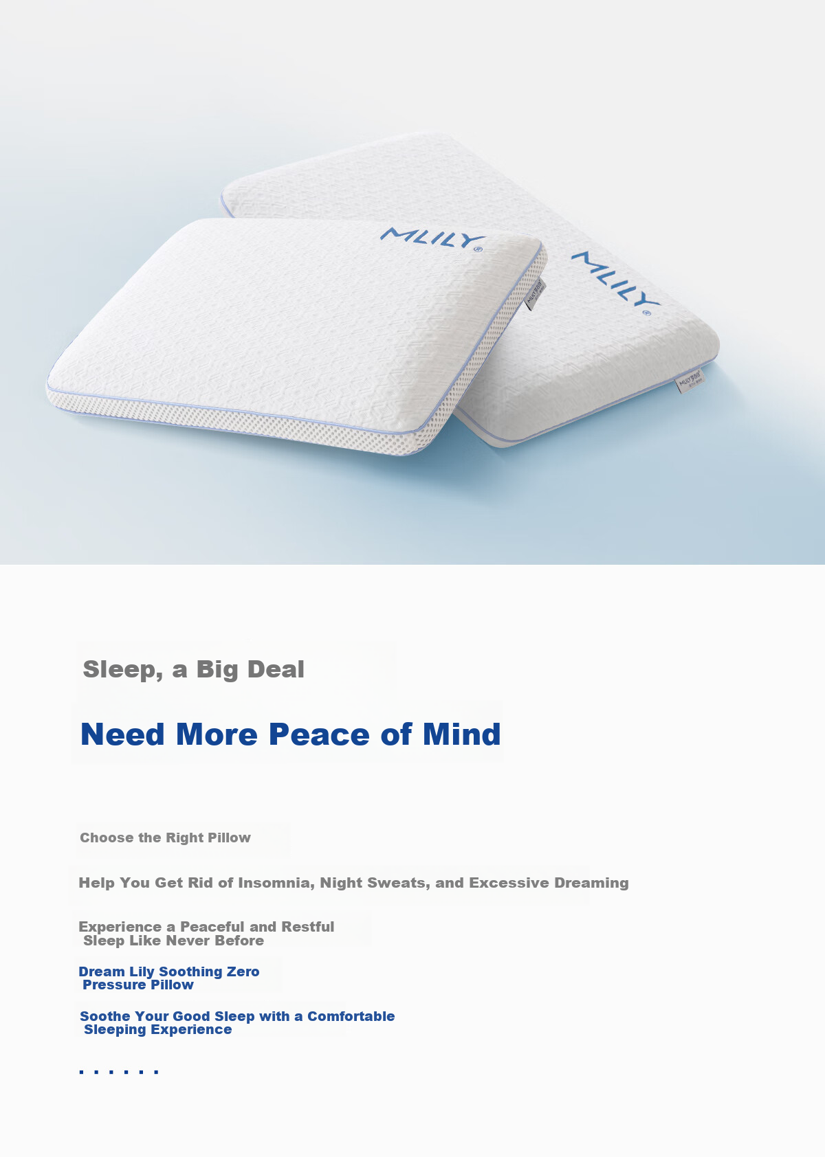 MLILY Memory Foam Pillow, Zero Pressure Slow Rebound Gel, Deep Sleep Cervical Pillow, Pillow Core, Single Person Comfortable Sleep, Zero Pressure Pillow, S Size 2