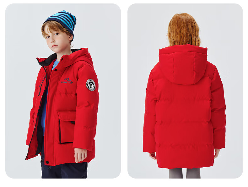 SNOWFLYING Kids Down Jacket Unisex Winter New Mid-Length Thickened Warm Large Children Down Coat Black 130 11