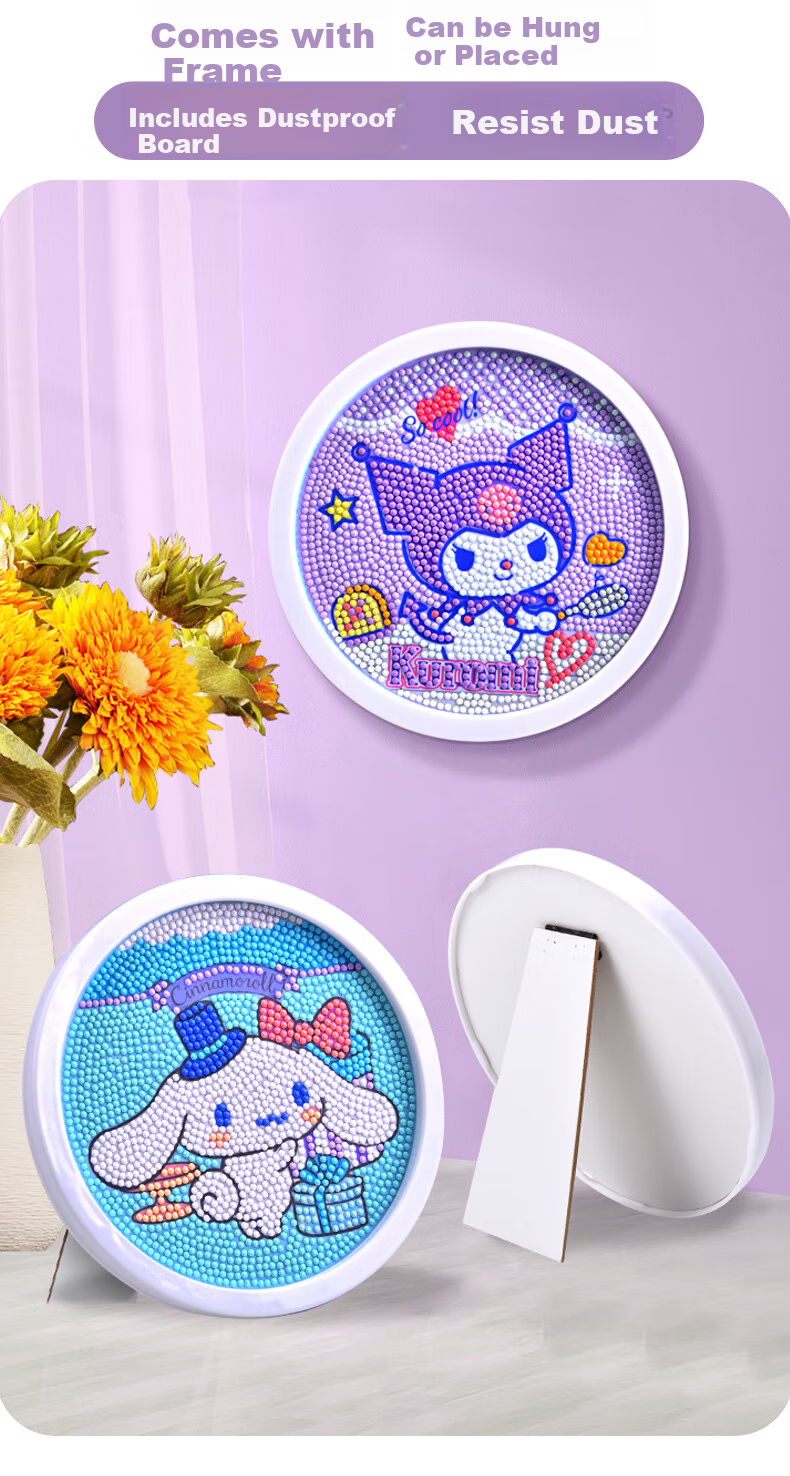KUROMI Diamond Stickers for Boys And Girls, Sanrio Kuromi DIY Craft Sticker Set, Pretend Play Gift for Ages 7-14 Birthday Present 8