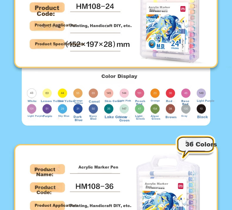 Deli 12-Color Acrylic Markers, Children's Drawing Pens, Paint Set for Boys And Girls, Toy Birthday Gift HM922-12 20