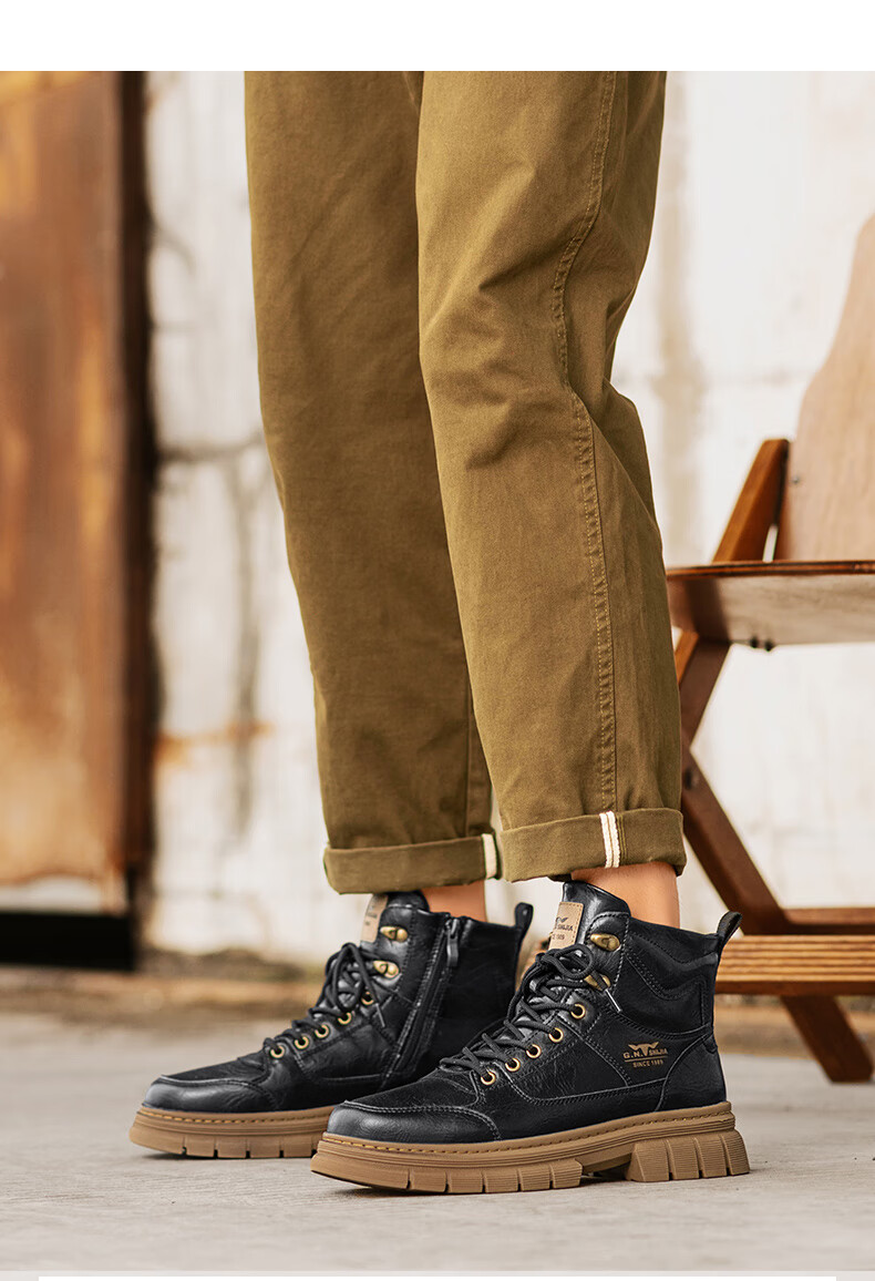 G.N.Shi Jia [Zhang Ruoyun Style] Men's Autumn Winter New Retro British Martin High-top Durable Work Boots 9