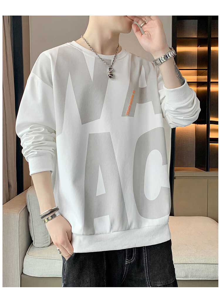 JEEP SPIRIT Sweatshirt for Men, Autumn 2025 New Style, Loose-Fitting Base Layer, Long-Sleeve Sweatshirt for Men 6586, Black, XL 17