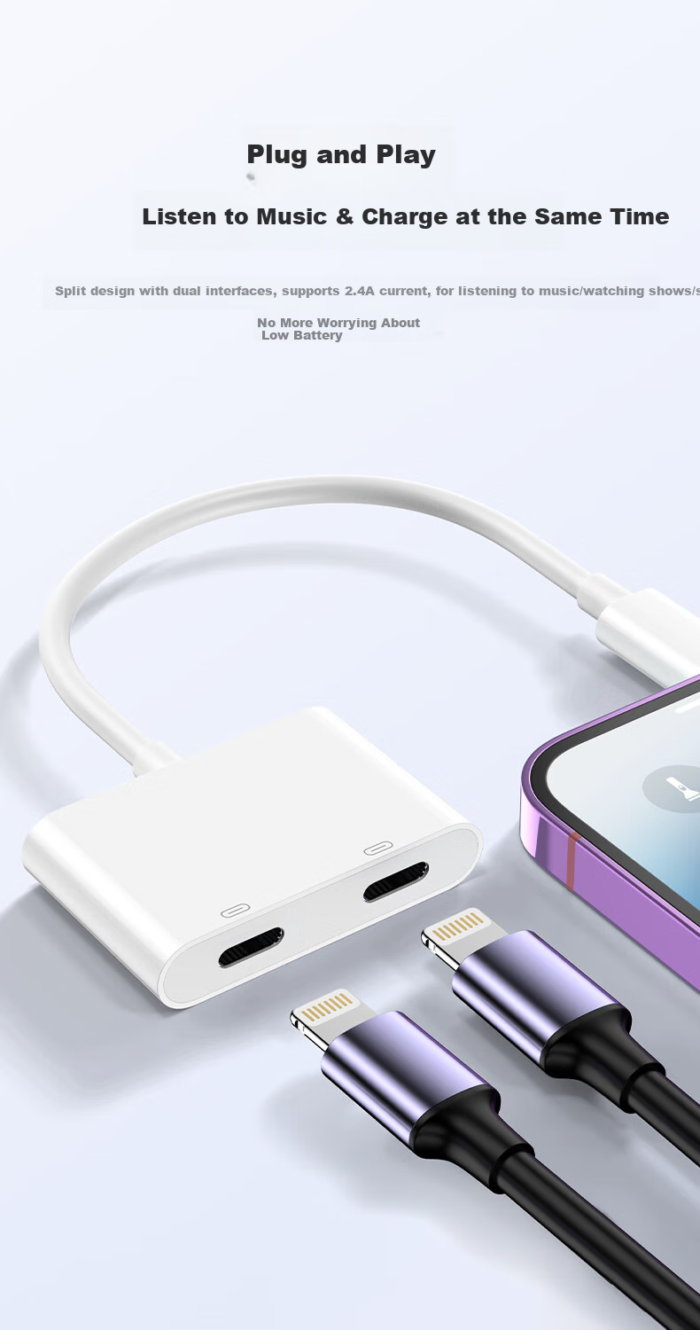 CangHua Apple 18/17/16/15 Earphone Adapter, Type-C to Dual USB-C Audio Converter, Two-In PD27W Fast Charging, for IPhone, IPad Pro Tablet 2