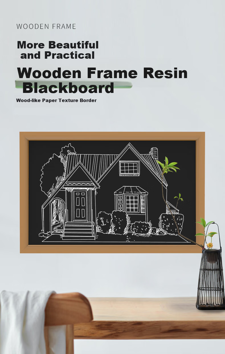 BBNEW Wooden Frame Blackboard 45*60cm, Home Teaching Training, Hanging Writing Board, Coffee Shop Small Blackboard Message Board, Promotional Display Notice Board, NEWB4560 1