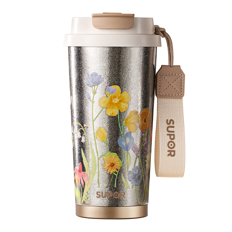 SUPOR Pure Titanium Coffee Mug, Portable Titanium Cup for Women, Large Capacity Insulated Water Bottle, Stylish Birthday Gift
